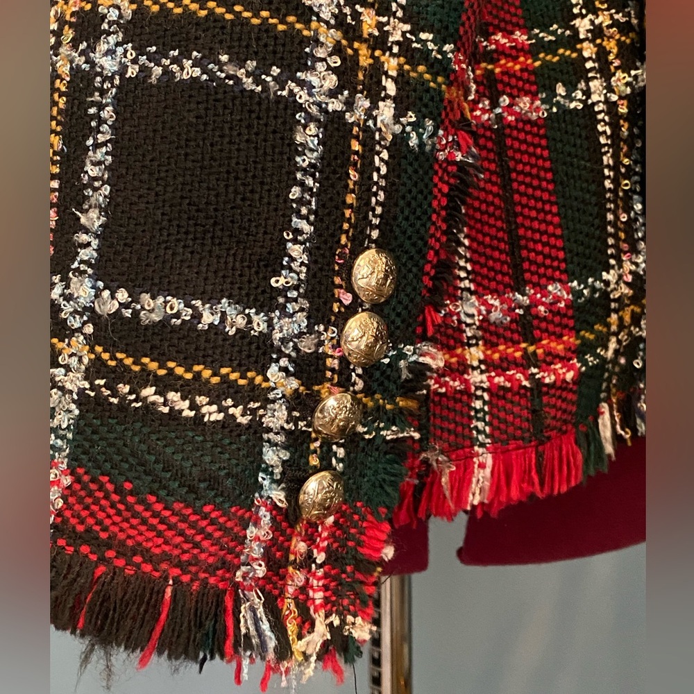 Zara Red and Black Plaid Blazer Coat - Picture 7 of 12